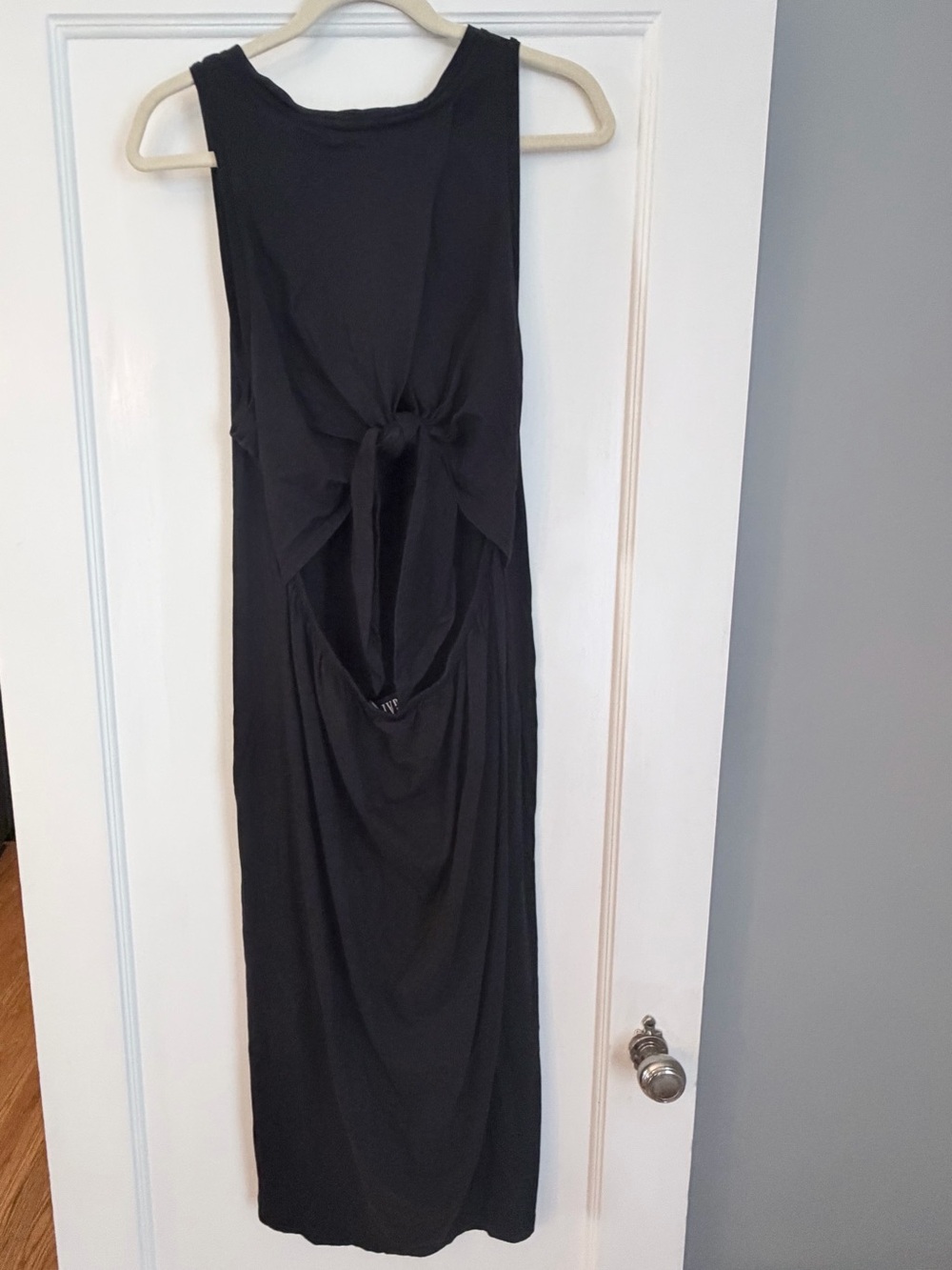 GAP Black Midi Dress with Knot-Back Detail